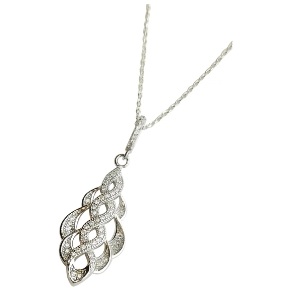 New sterling silver cz intertwined pendant necklace - Picture 8 of 8